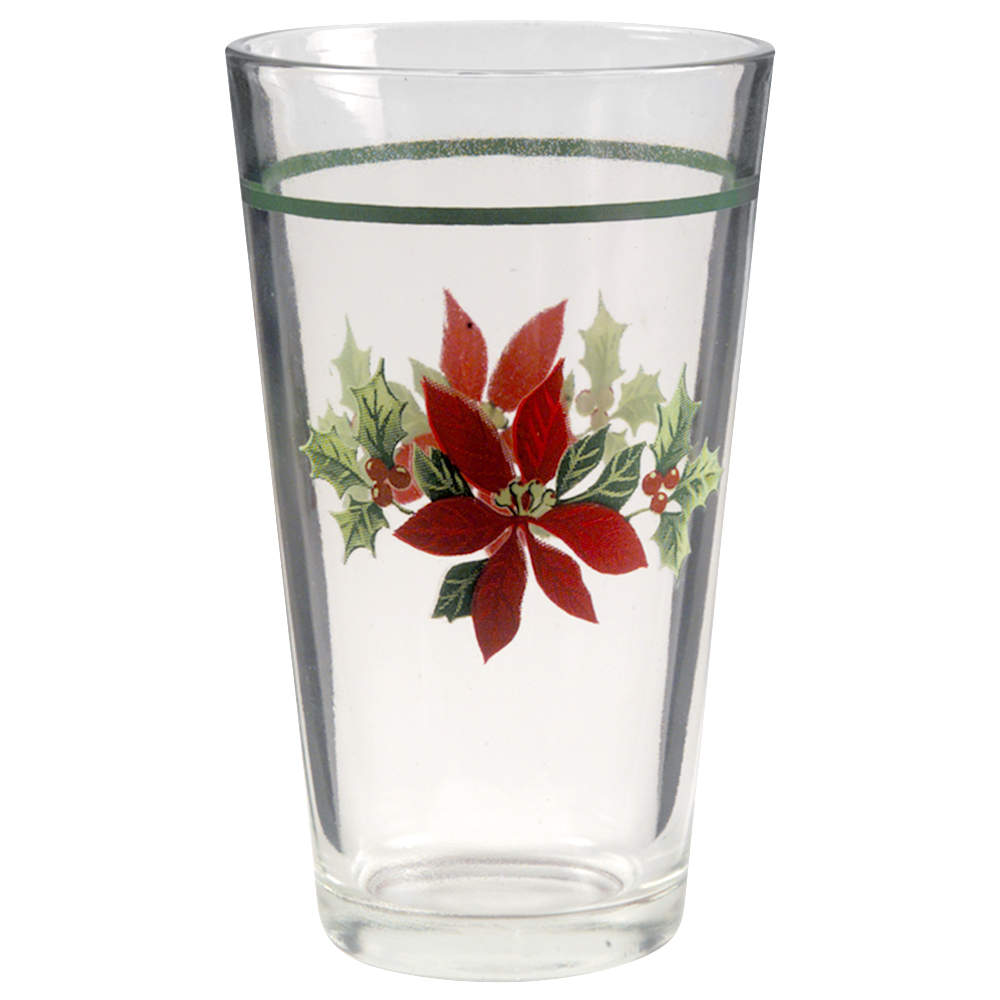 Poinsettia Holiday 12 Oz Glassware Tumbler by Gibson Designs-1