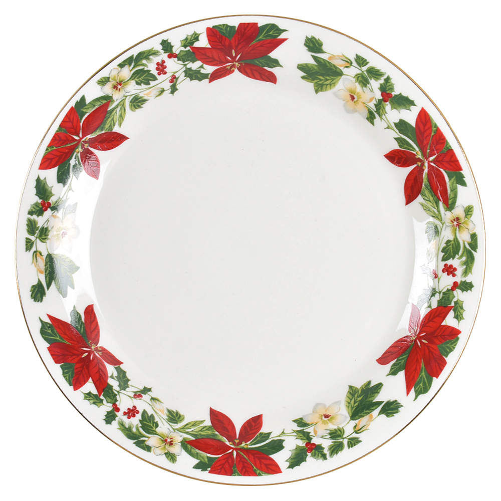 Poinsettia Holiday Dinner Plate by Gibson Designs-1