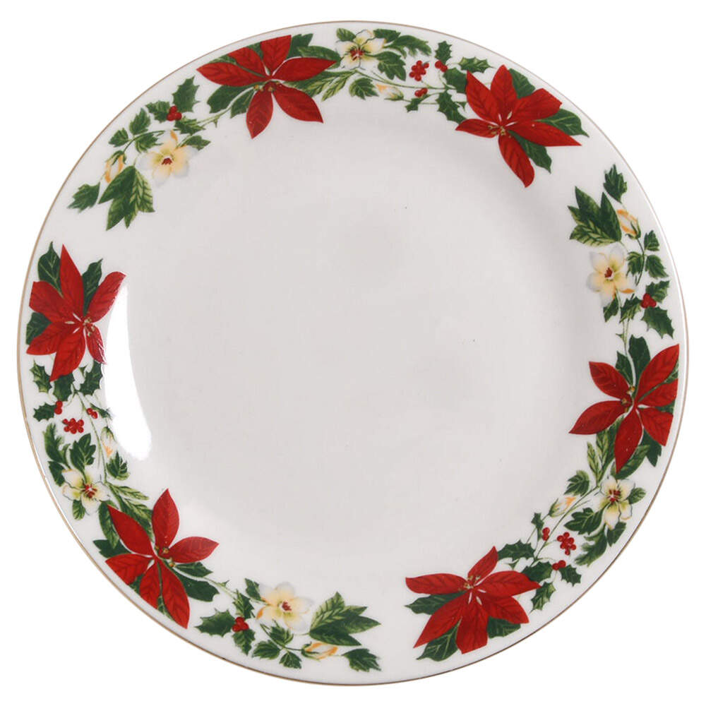 Poinsettia Holiday Salad/Dessert Plate by Gibson Designs-1