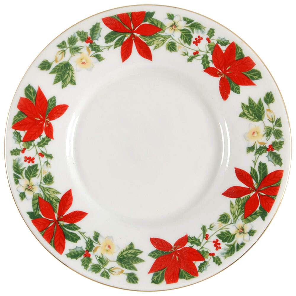 Poinsettia Holiday Saucer for Flat Cup by Gibson Designs-1
