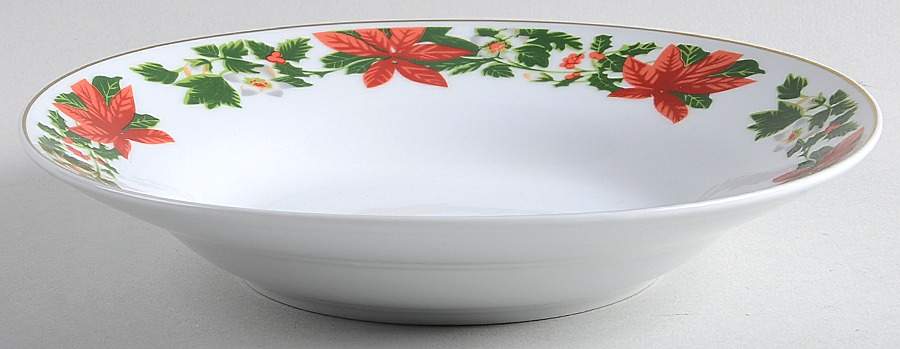 Poinsettia Holiday Rim Soup Bowl by Gibson Designs-1