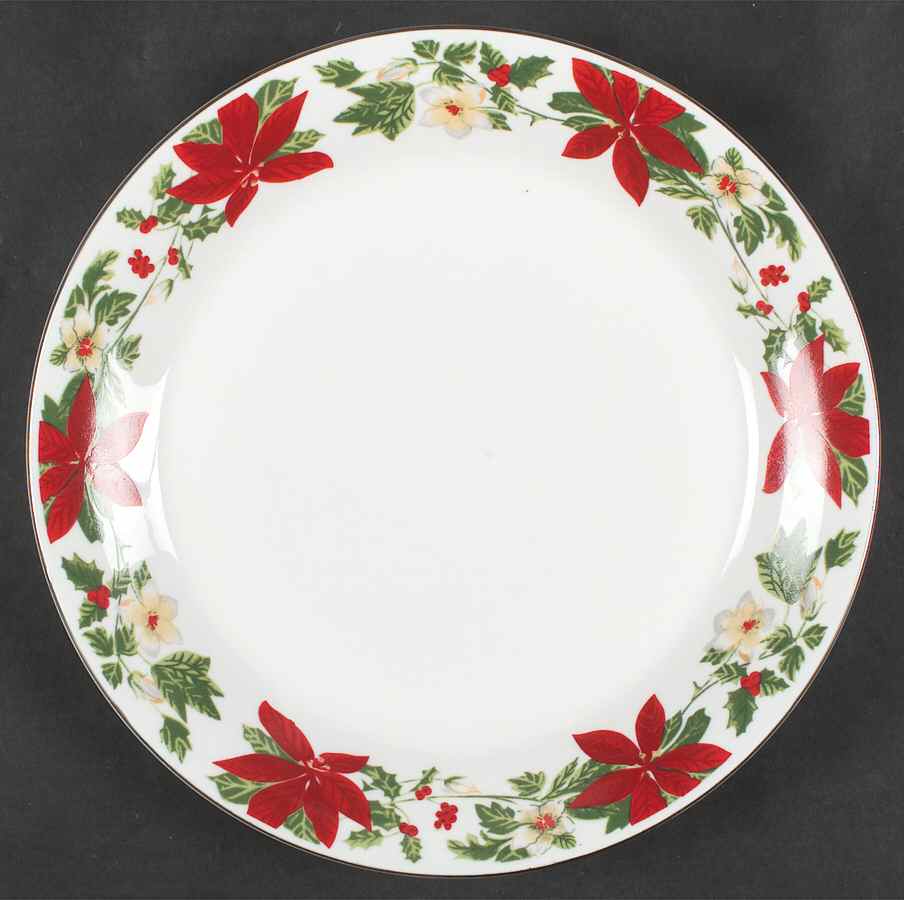 Poinsettia Holiday Dinner Plate by Gibson Designs-1