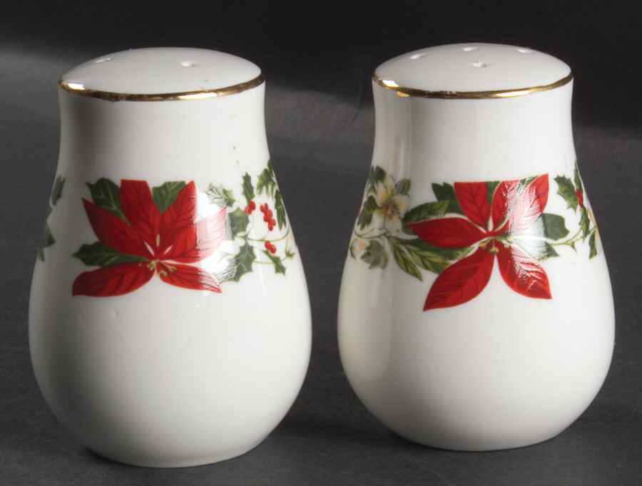 Poinsettia Holiday Salt & Pepper Set by Gibson Designs-1