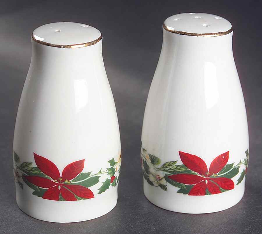 Poinsettia Holiday Salt & Pepper Set by Gibson Designs-1