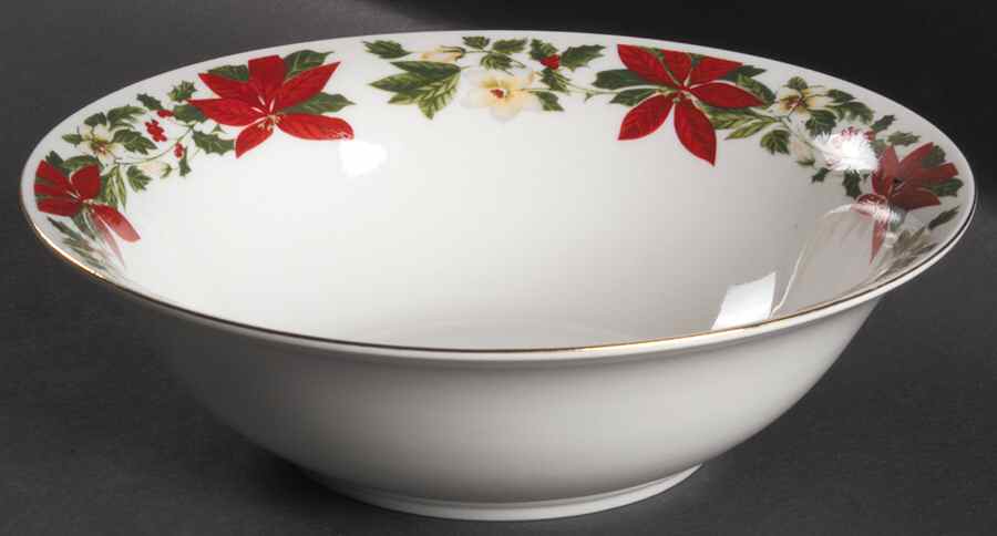 Poinsettia Holiday 9" Round Vegetable Bowl by Gibson Designs-1