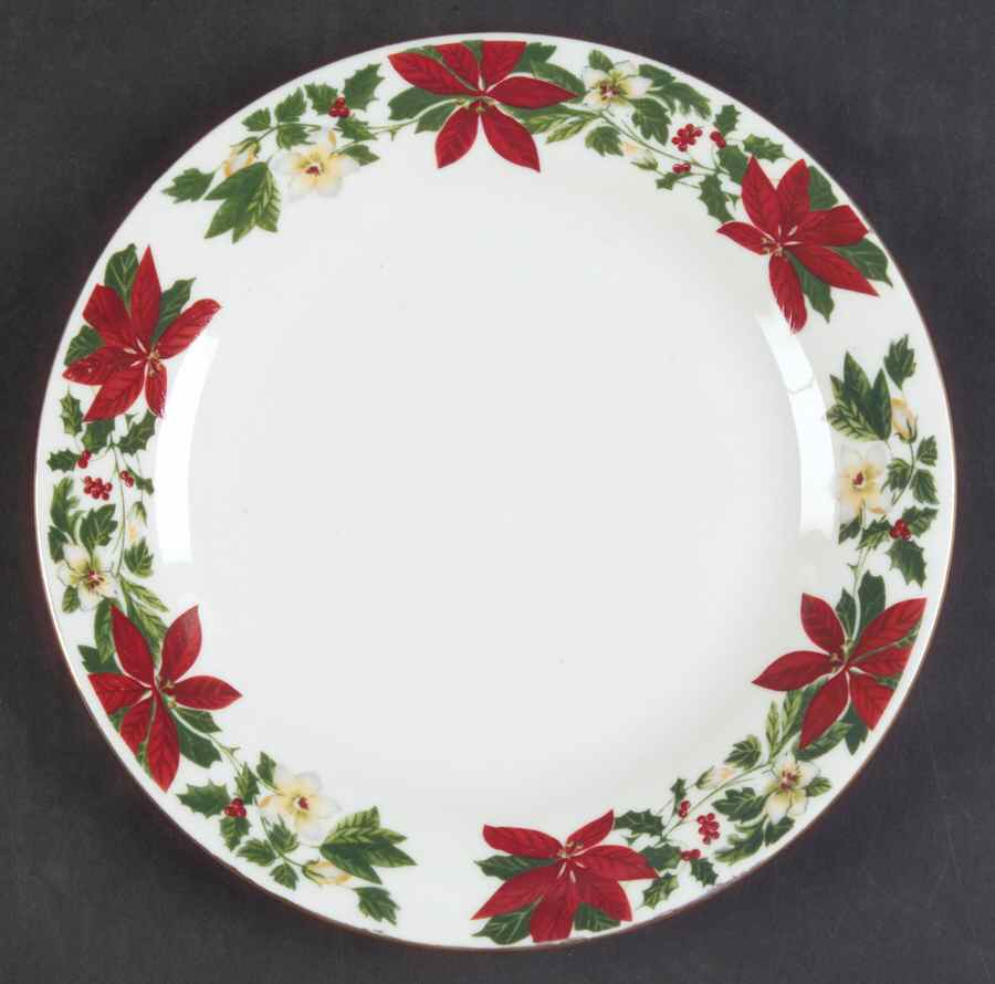 Poinsettia Holiday Salad Plate by Gibson Designs-1