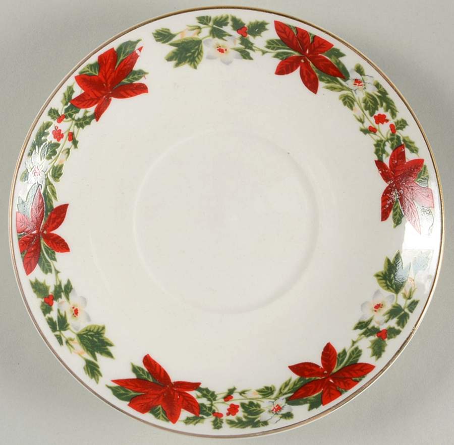 Poinsettia Holiday Saucer for Flat Cup by Gibson Designs-1