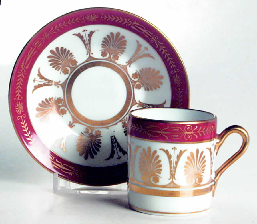 Cleopatra Red Flat Demitasse Cup & Saucer Set by Ginori 1735-1