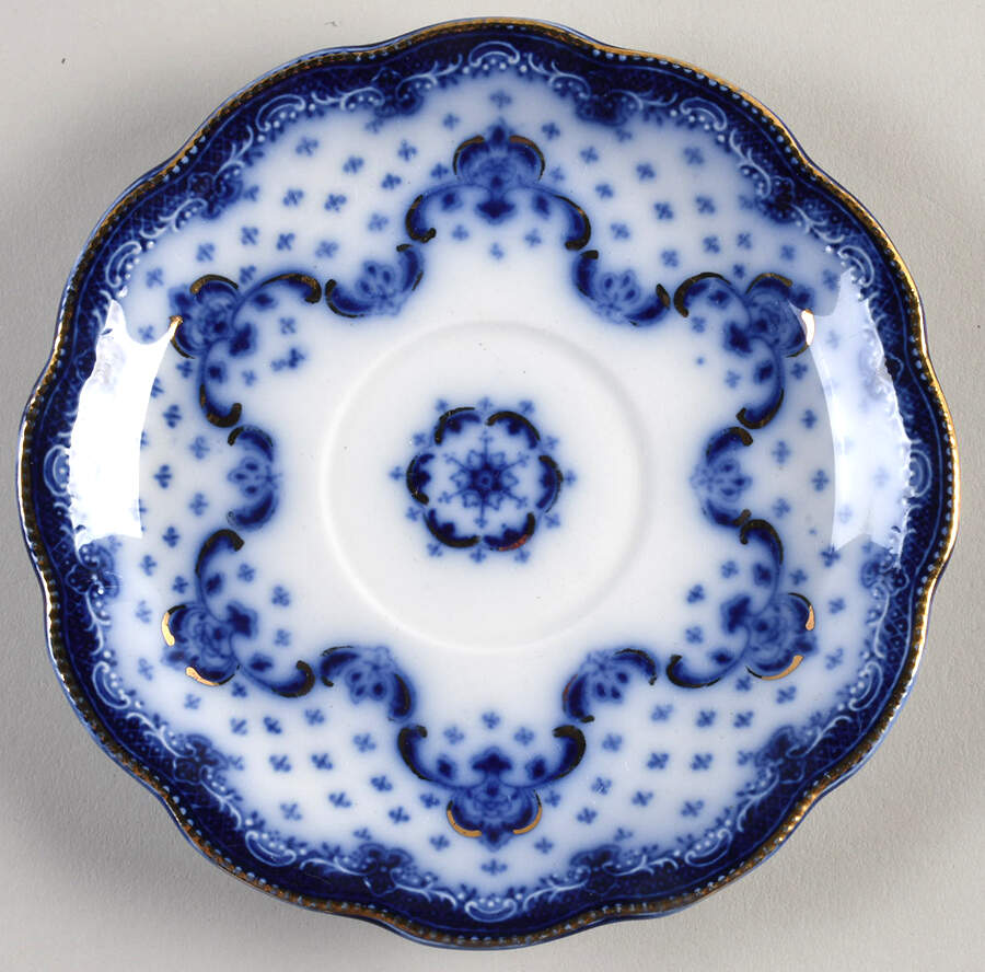 Keele (Flow Blue, Gold Accent) Saucer by Grindley-1