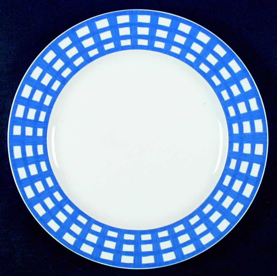 Pareo Stripes and Checks Blue Service Plate (Charger) by Guy Degrenne-1