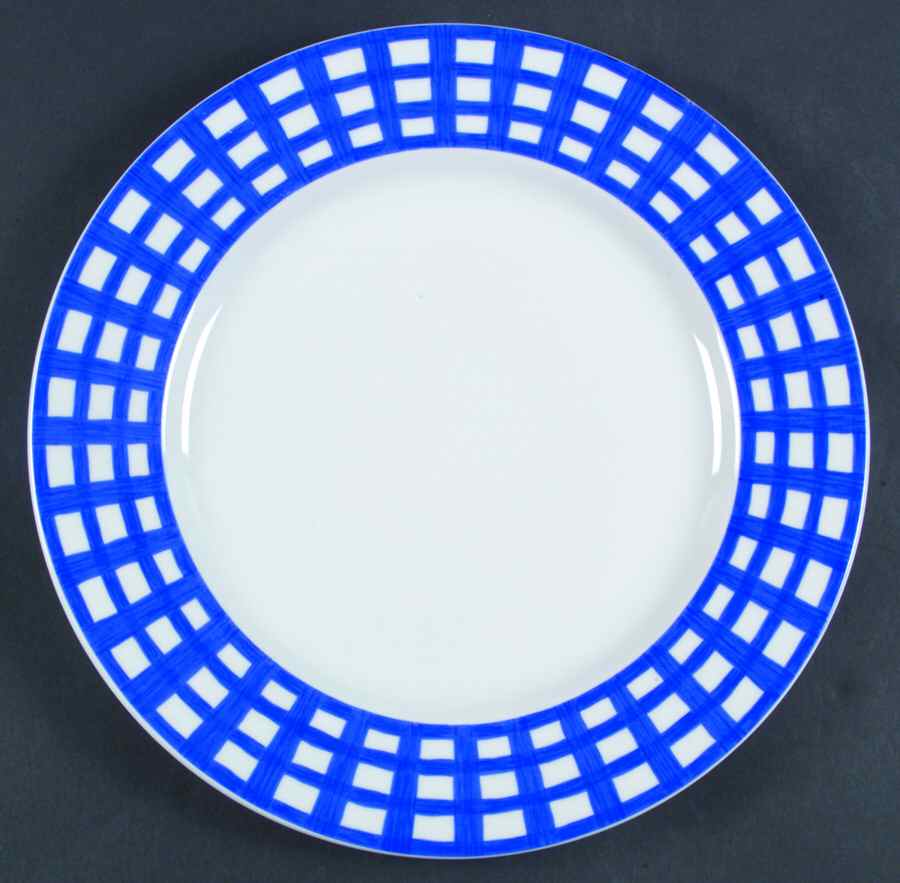 Pareo Stripes and Checks Blue 12" Chop Plate (Round Platter) by Guy Degrenne-1