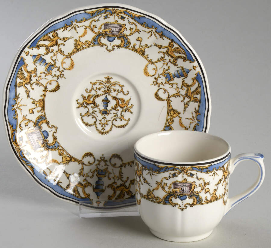 Dionysos Flat Demitasse Cup & Saucer Set by Faiencerie De Gien-1