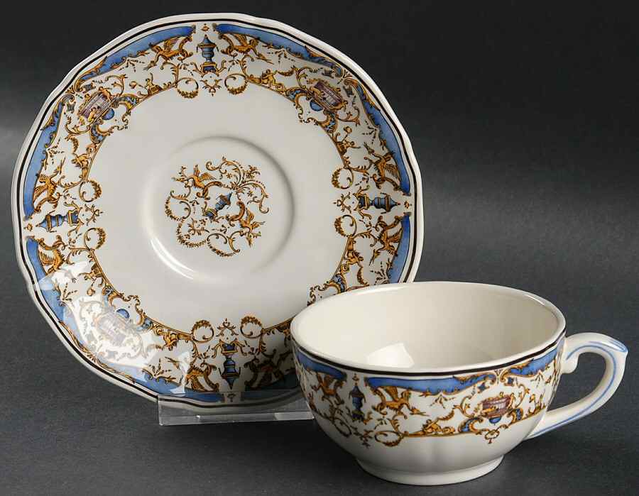 Dionysos Flat Cup & Saucer Set by Faiencerie De Gien-1