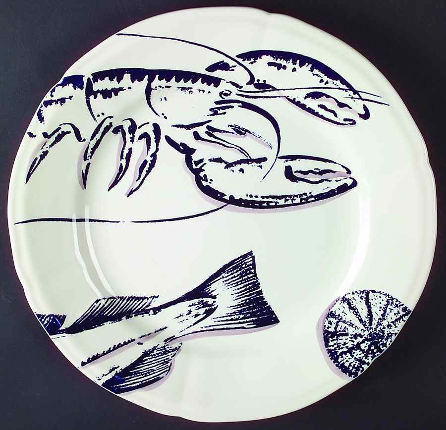 Ocean Blue (Bleu) Dinner Plate by Faiencerie De Gien-1