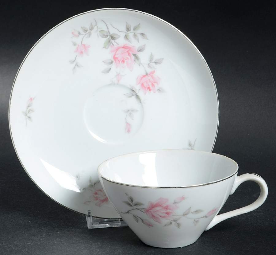 Rose Vine Flat Cup & Saucer Set by Gold China-1