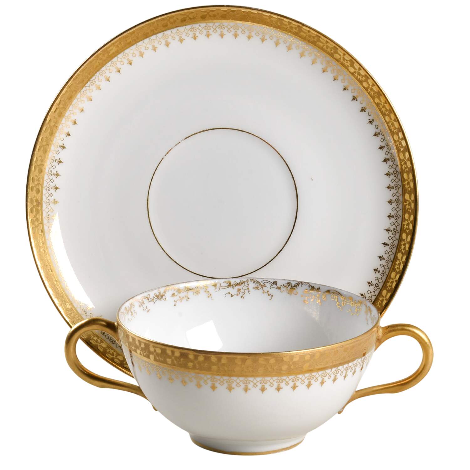 GUE389 Flat Bouillon Cup & Saucer by WM Guerin-1
