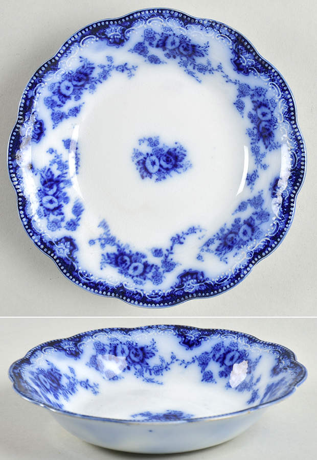 Florida (Flow Blue, No Trim) Fruit/Dessert (Sauce) Bowl by Grindley-1