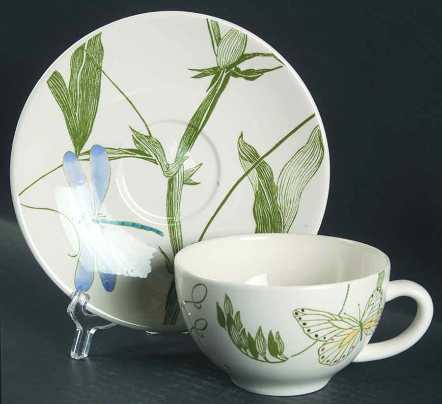 Libellules Breakfast Cup & Saucer Set by Faiencerie De Gien-1