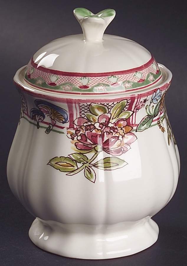 Jardin Imaginaire Sugar Bowl & Lid by Faiencerie De Gien-1