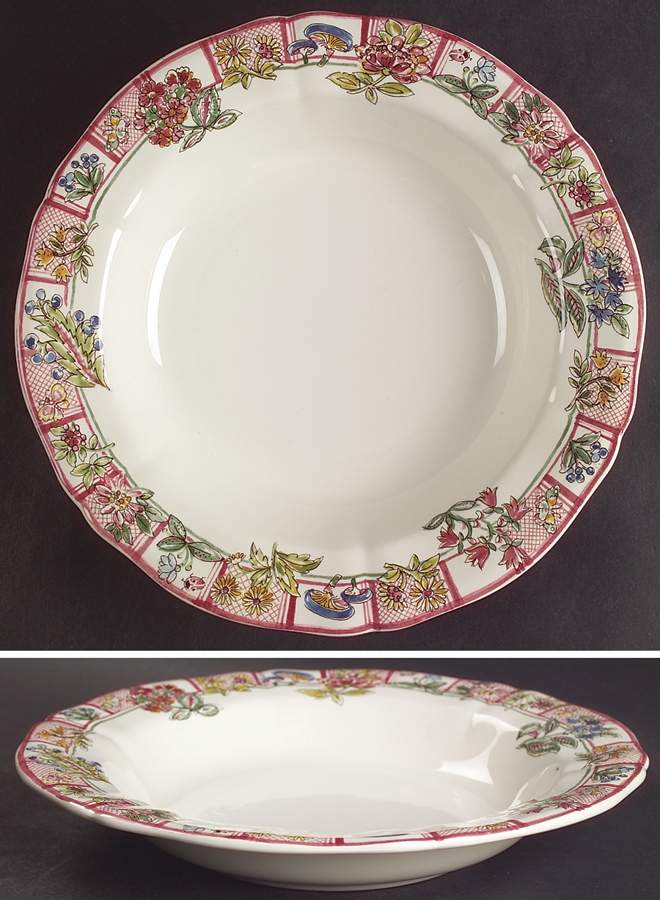 Jardin Imaginaire Large Rim Soup Bowl by Faiencerie De Gien-1