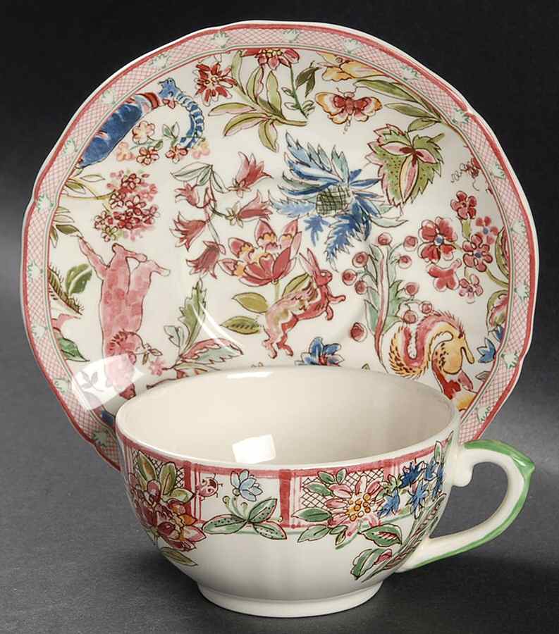 Jardin Imaginaire Flat Cup & Saucer Set by Faiencerie De Gien-1