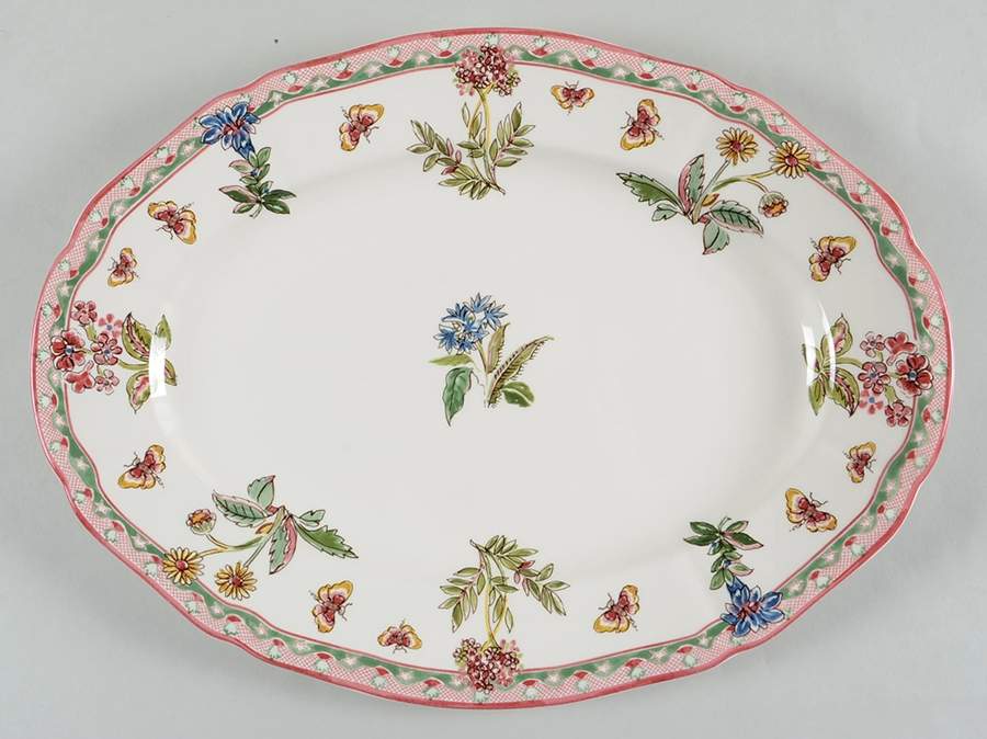 Jardin Imaginaire 15" Oval Serving Platter by Faiencerie De Gien-1