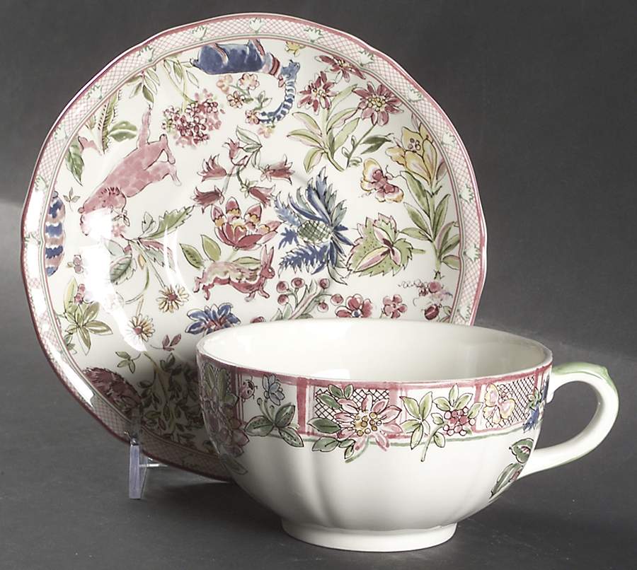 Jardin Imaginaire Breakfast Cup & Saucer Set by Faiencerie De Gien-1
