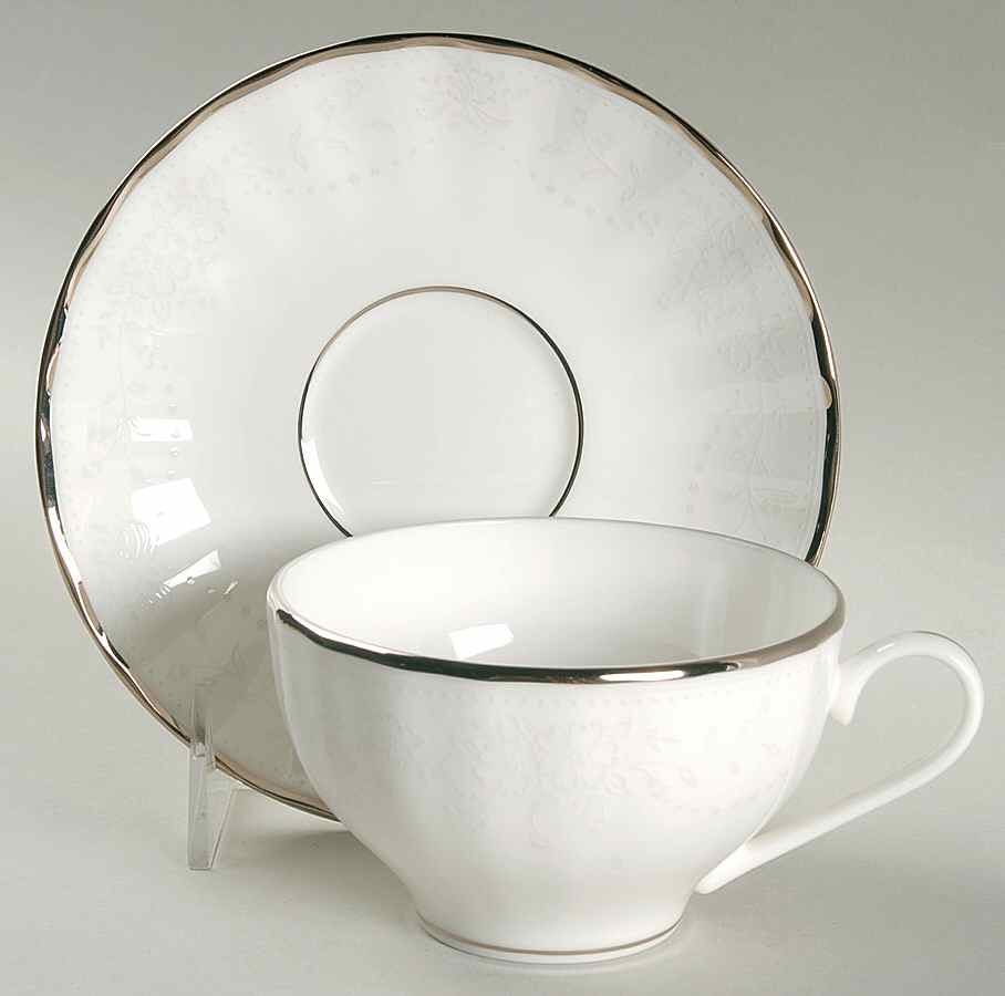 Arbor White Flat Cup & Saucer Set by Gorham-1