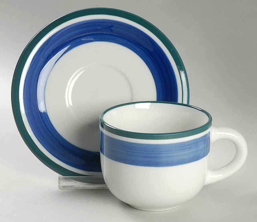 Oceanside Flat Cup & Saucer Set by Gibson Designs-1