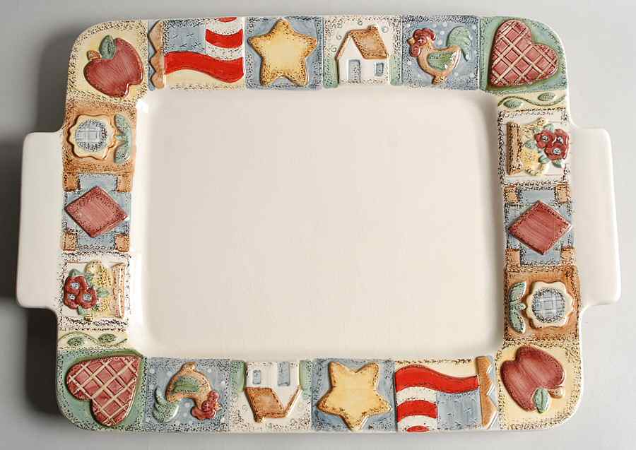 Patchwork 19" Rectangular Serving Platter by Gibson Designs-1