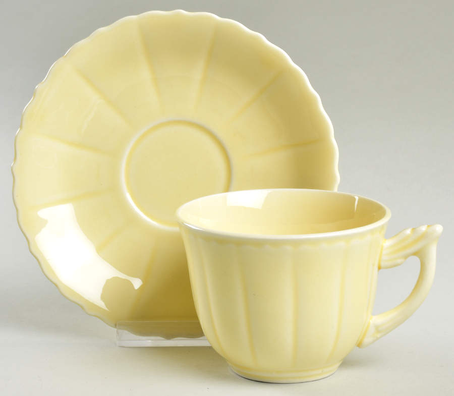 Elmhurst Yellow Flat Cup & Saucer Set by WS George-1