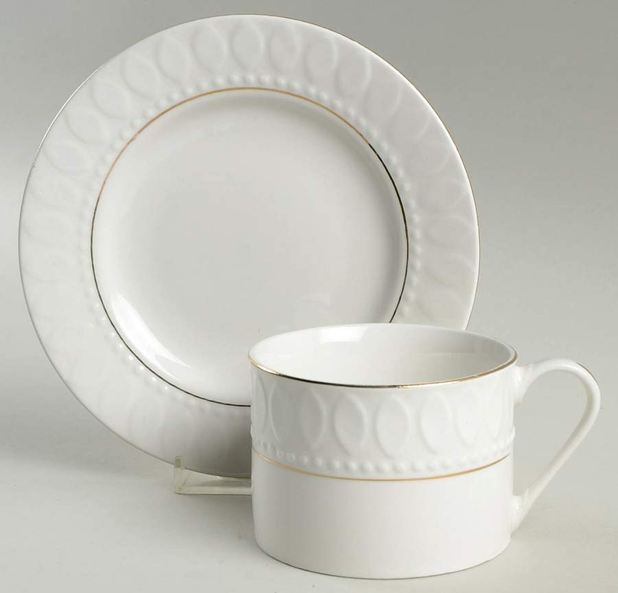 Heritage Gold Flat Cup & Saucer Set by Gibson Designs-1