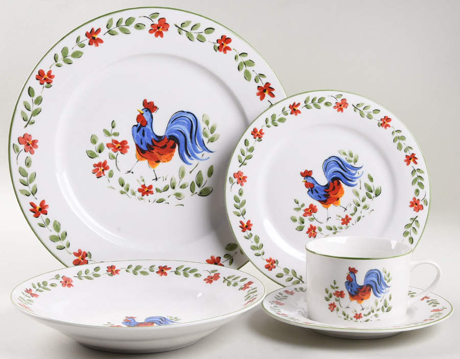 ROOSTER WALK 5 Piece Place Setting by Gibson Designs-1