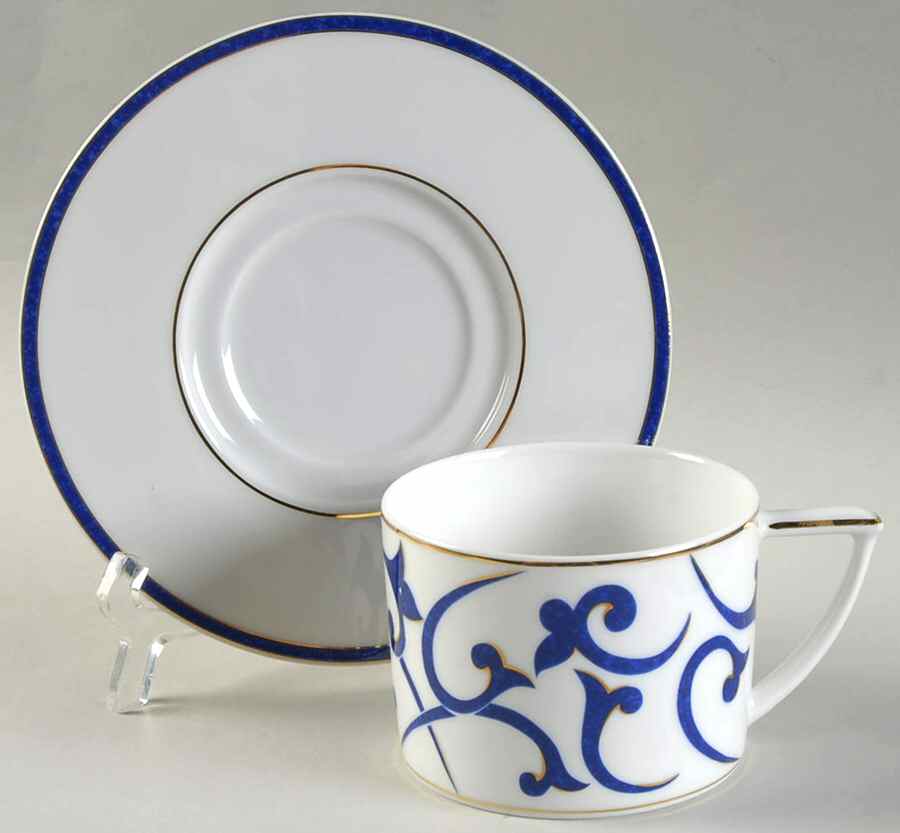 Odessa Bleu Flat Cup & Saucer Set by Guy Degrenne-1