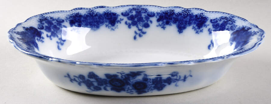 Clarence (Flow Blue, No Gold) 10" Oval Vegetable Bowl by Grindley-1