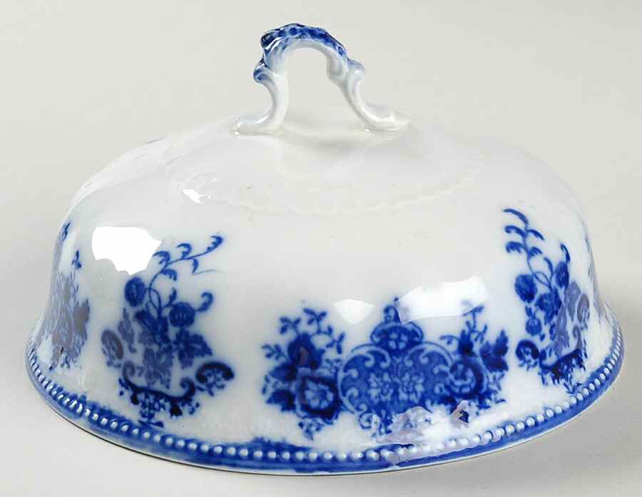 Clarence (Flow Blue, No Gold) Lid for Round Butter by Grindley-1