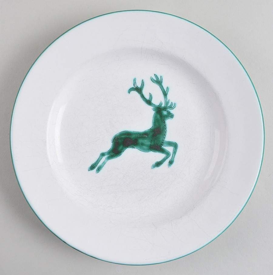 Wild Stag Green (Smooth, Rim) Dessert/Pie Plate by Gmundner Austria-1