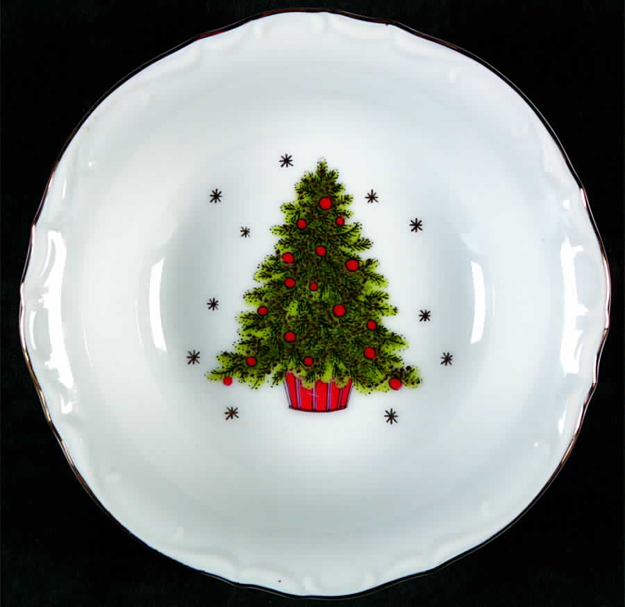 Christmas Tree (Scalloped) Fruit/Dessert (Sauce) Bowl by George Good-1