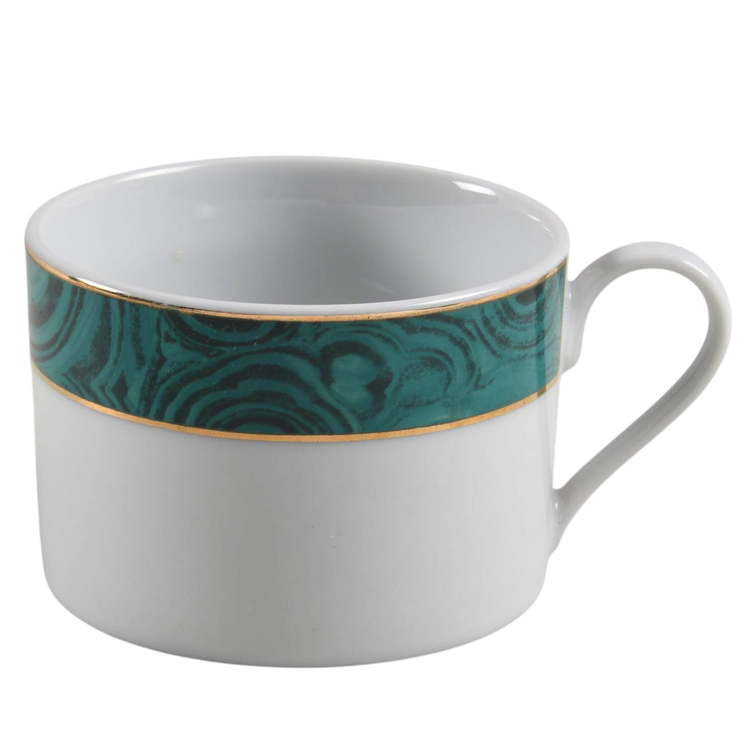 Malachite (Gold Trim) Flat Cup by Gabbay-1