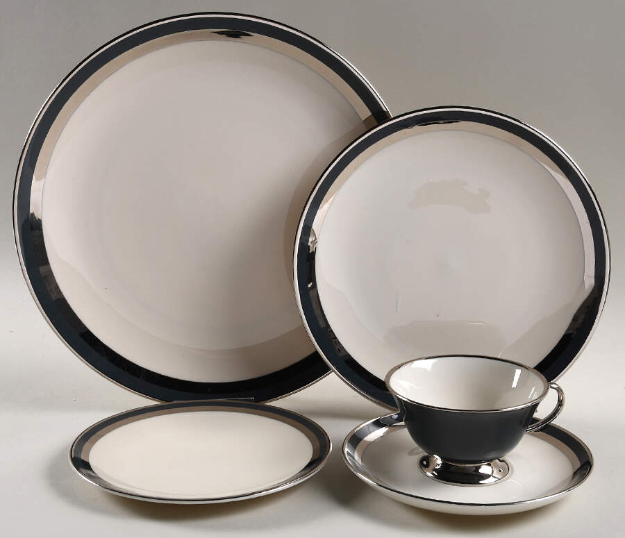 Contessa Peacock Blue (Coupe, Platinum) 5 Piece Place Setting by Gorham-1
