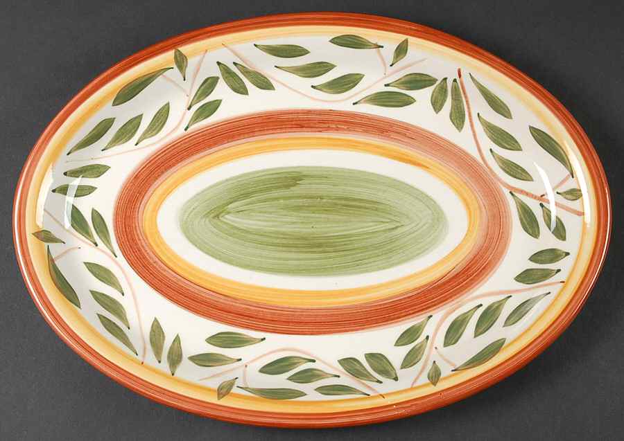 Catalonia 14" Oval Serving Platter by Gibson Designs-1