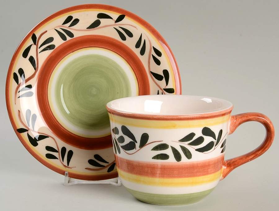 Catalonia Flat Cup & Saucer Set by Gibson Designs-1