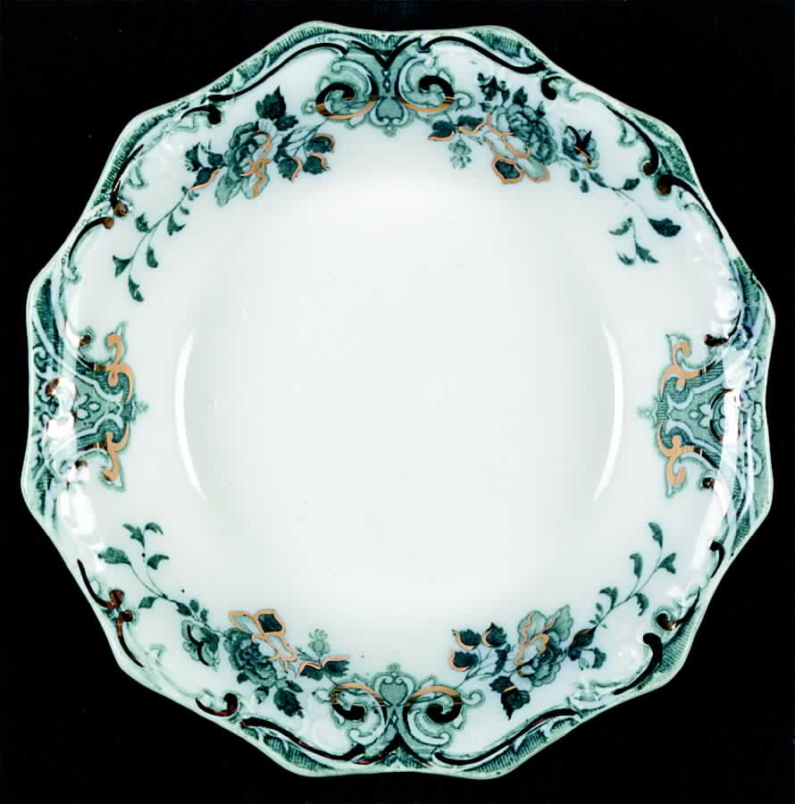 Merion Blue Green (Gold Accent) Fruit/Dessert (Sauce) Bowl by Grindley-1