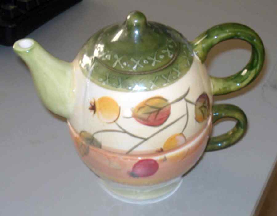 Clementine Individual Teapot & Lid with Cup by Gibson Designs-1