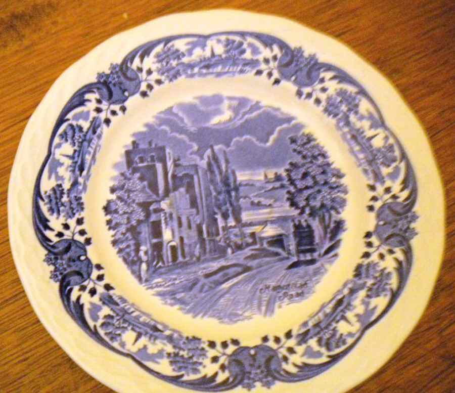 Scenes After Constable Blue (Chain Embossed Edge) Dessert/Pie Plate by Grindley-1