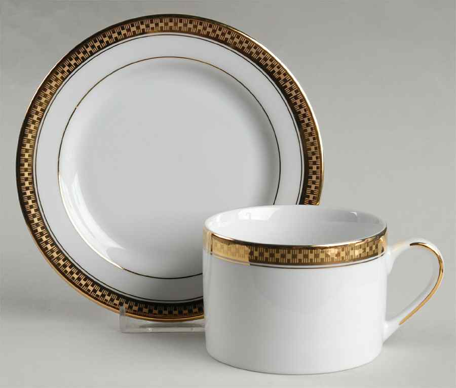 Ridgewood Gold Flat Cup & Saucer Set by Gorham-1