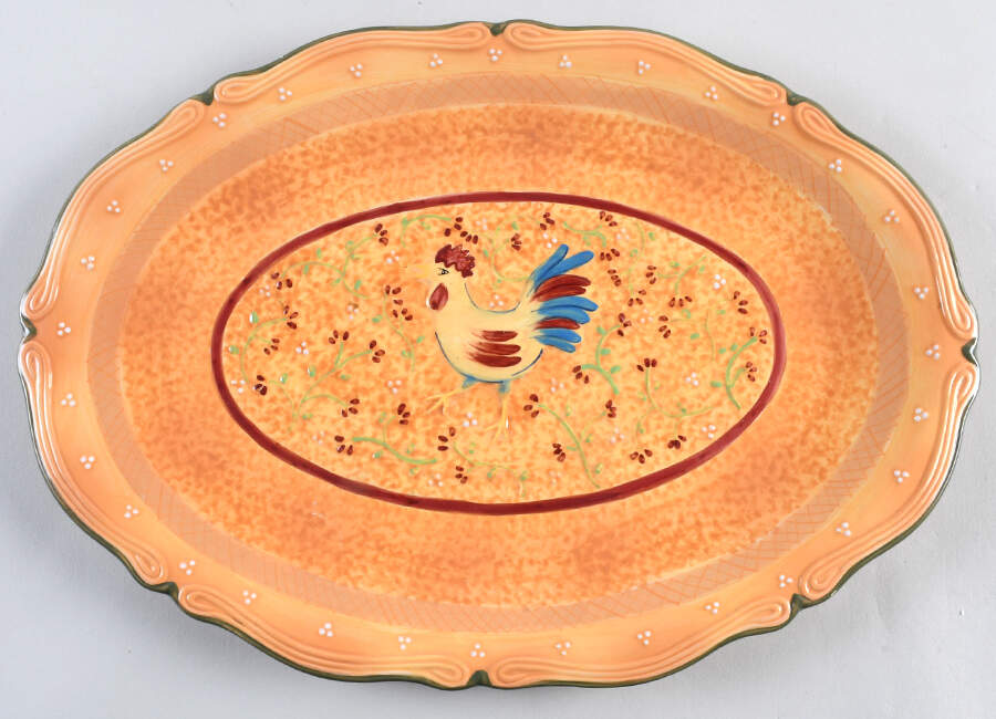 Bella Rooster 15" Oval Serving Platter by Ganz-1