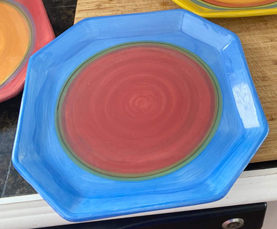 Creation Blue Square Dinner Plate by Gail Pittman-1