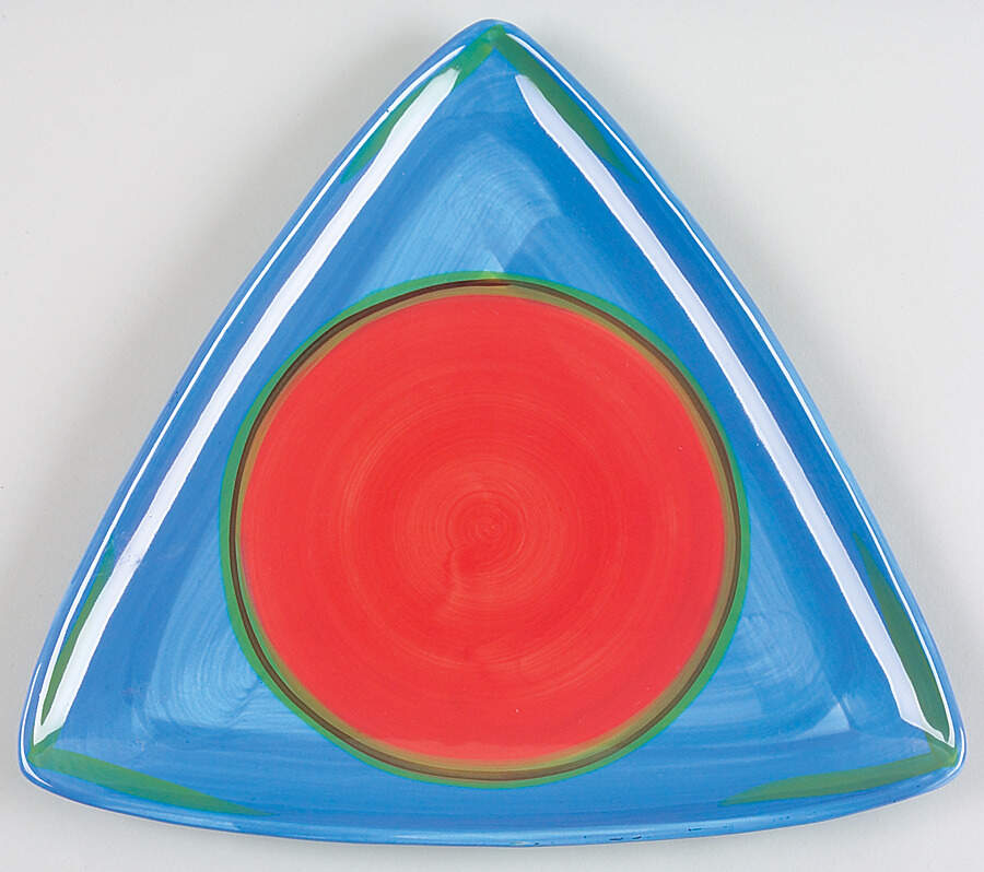 Creation Blue Triangular Dinner Plate by Gail Pittman-1