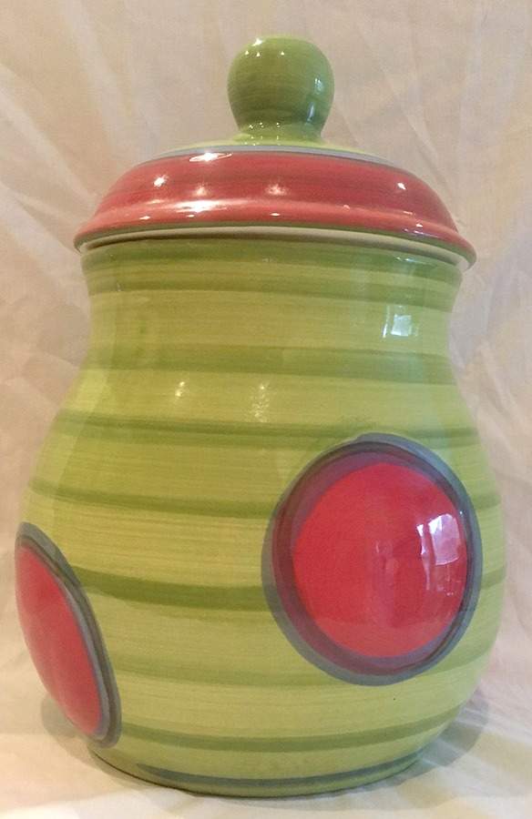 Creation Green Cookie Jar & Lid by Gail Pittman-1